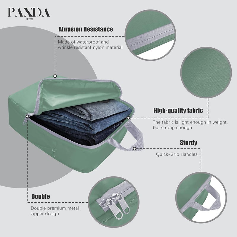PANDA JOYS 4 Set Compression Packing Cubes Travel - Travel Accessories Expandable Packing Organizers for Carry On - Essentials Luggage Bags - Green - Image 4